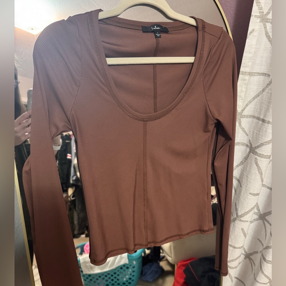 Lulu's Mauve/Brown Long Sleeve Top